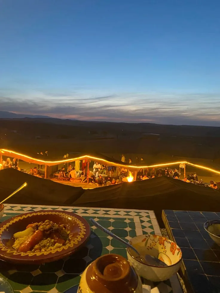 Best Spot to See Stars in the Agafay Desert 1 Agafay desert camp lights at dusk