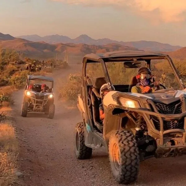 Two-seat buggy crossing the Agafay desert near Marrakech
