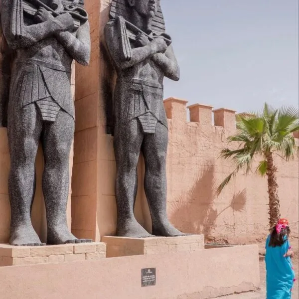 Ouarzazate, Morocco Film set statues at the studios in Ouarzazate