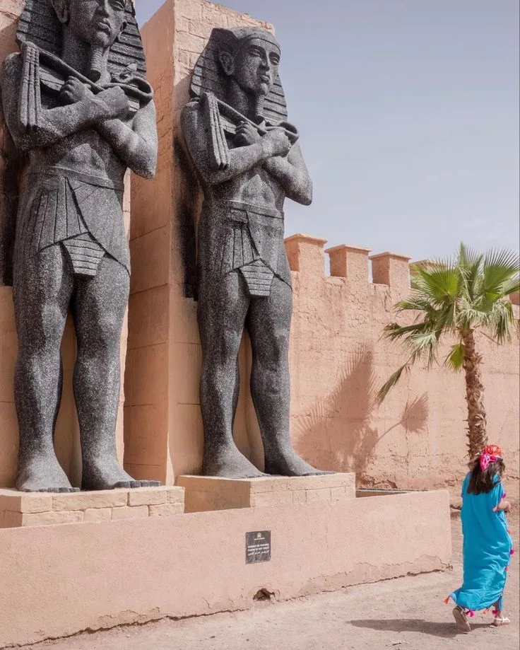 Film set statues at the studios in Ouarzazate