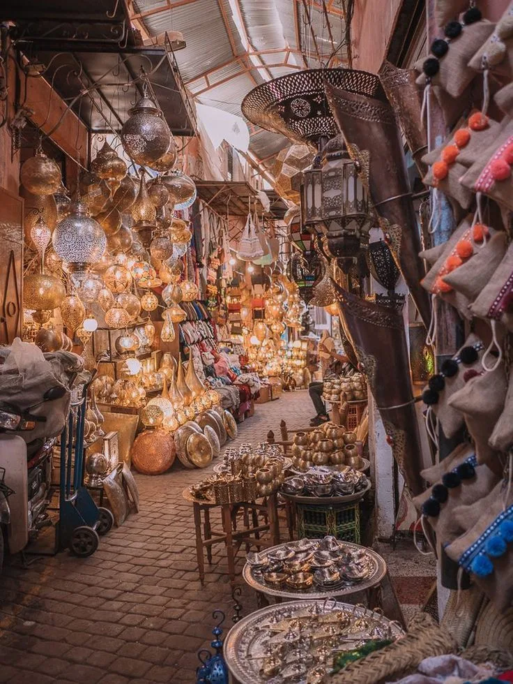 Brass lanterns for sale in the Marrakech souks