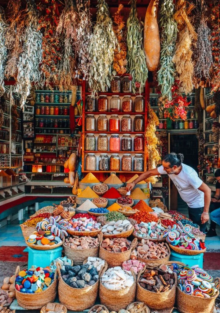 Marrakech Medina Guide: Souks, Palaces and Hidden Gems 2 Spice and dried fruit stall in the Marrakech souks