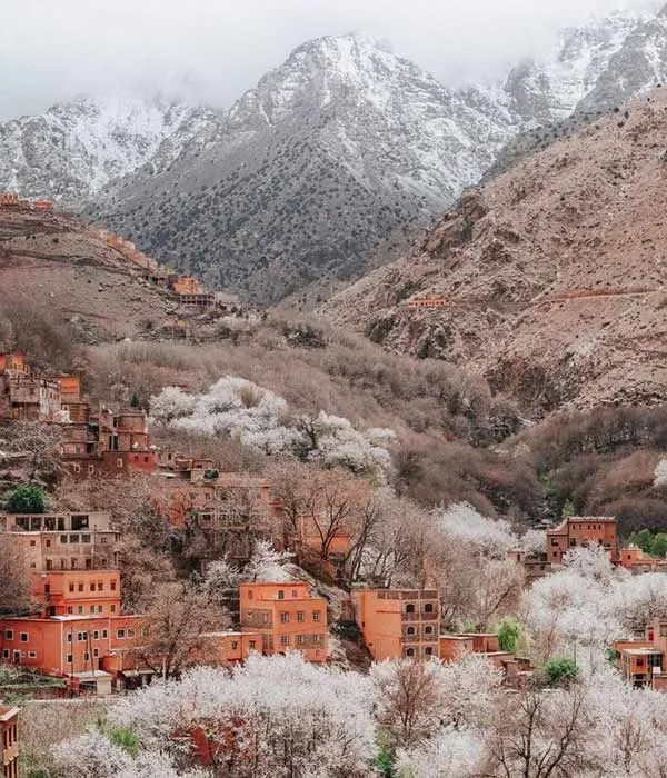 Village and valley of the High Atlas in spring