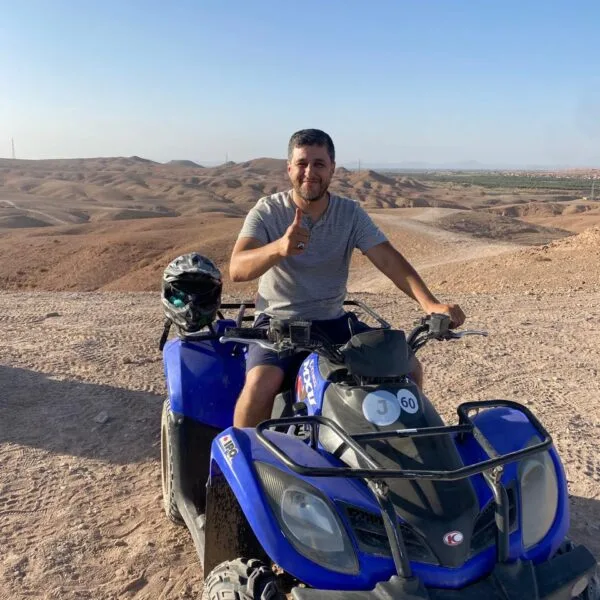 Quad Biking in the Agafay Desert Quad bike on the open stone tracks of the Agafay desert near Marrakech