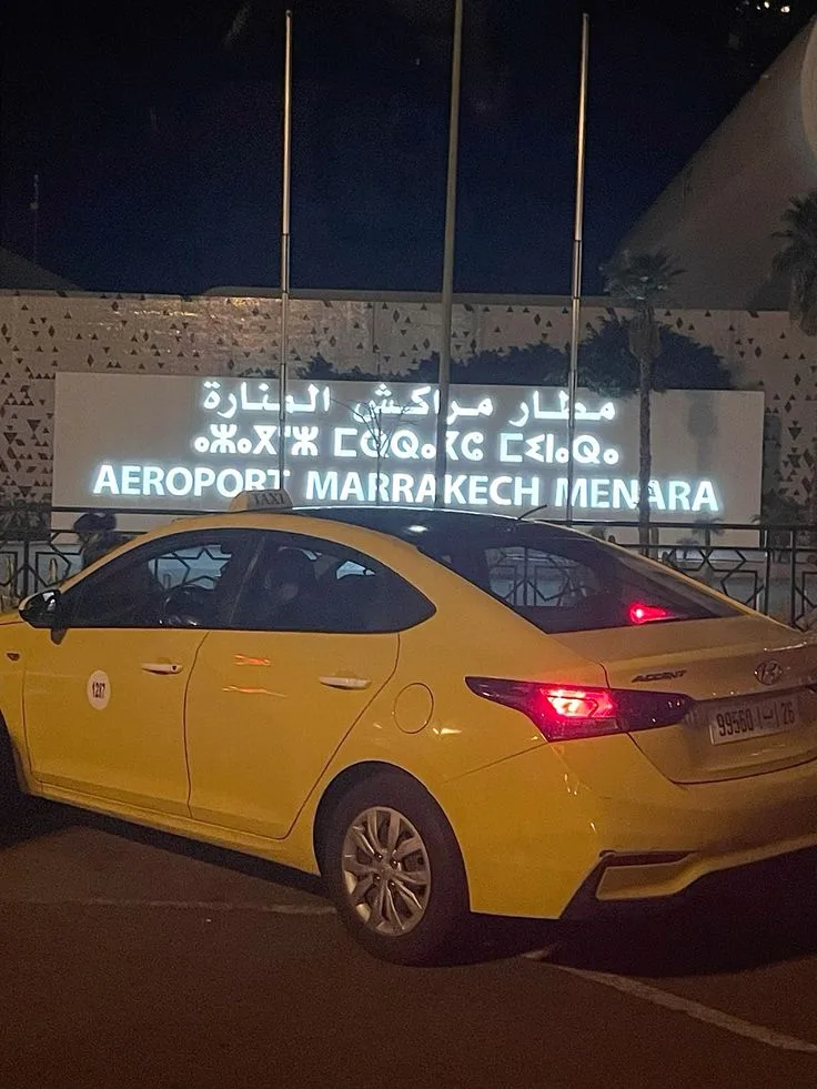 Taxi outside Marrakech Menara Airport