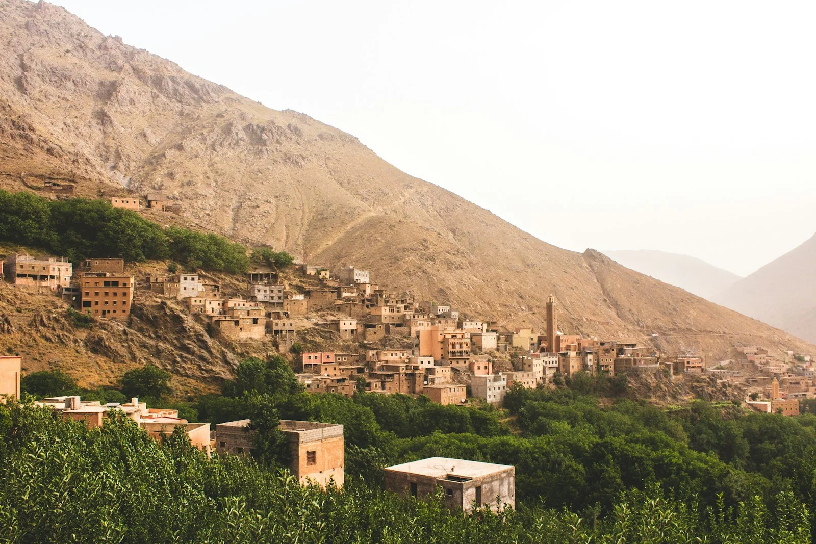 Imlil village houses below the High Atlas peaks