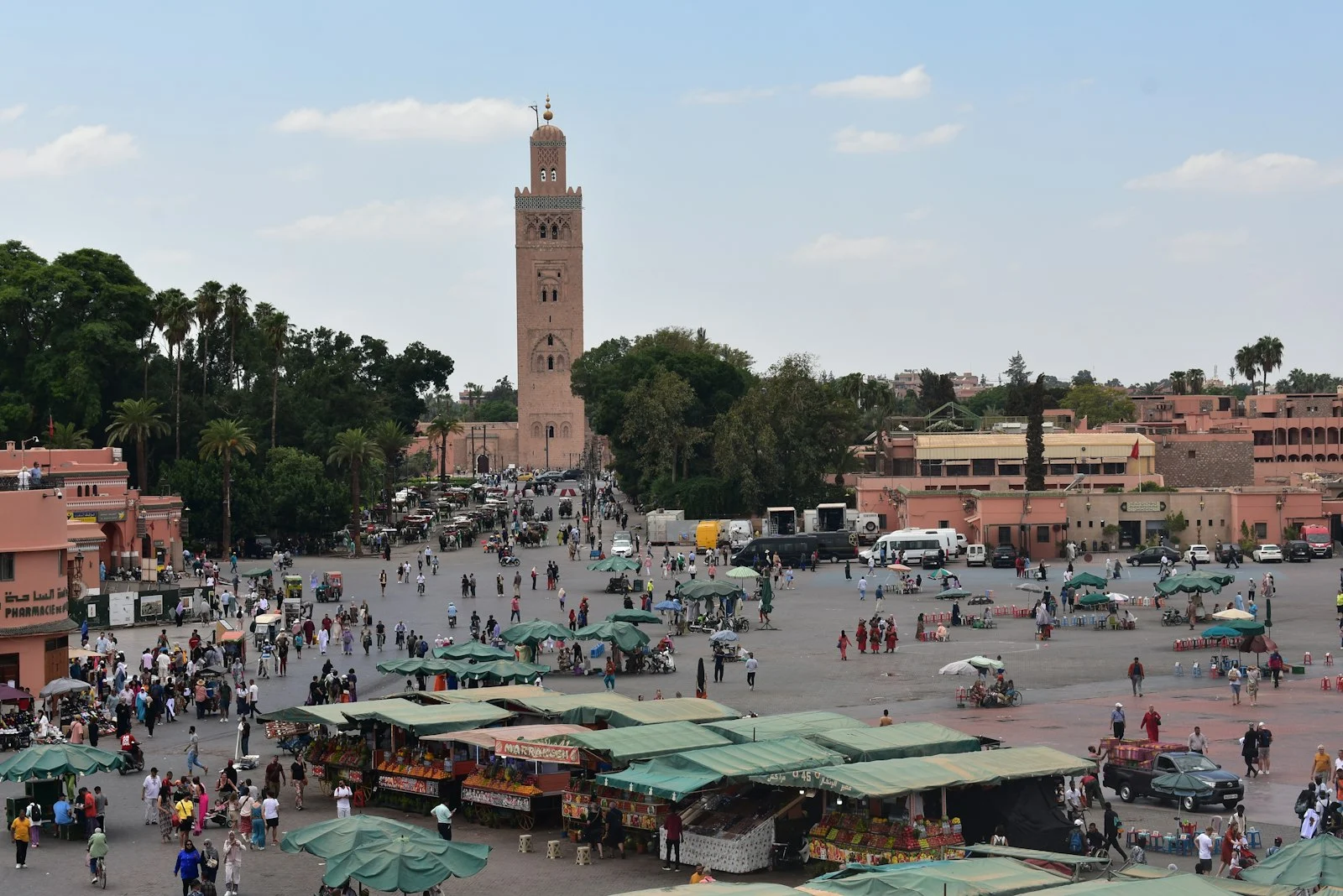 Jemaa el-Fna square with the Koutoubia in Marrakech Jemaa el-Fna square with the Koutoubia in Marrakech