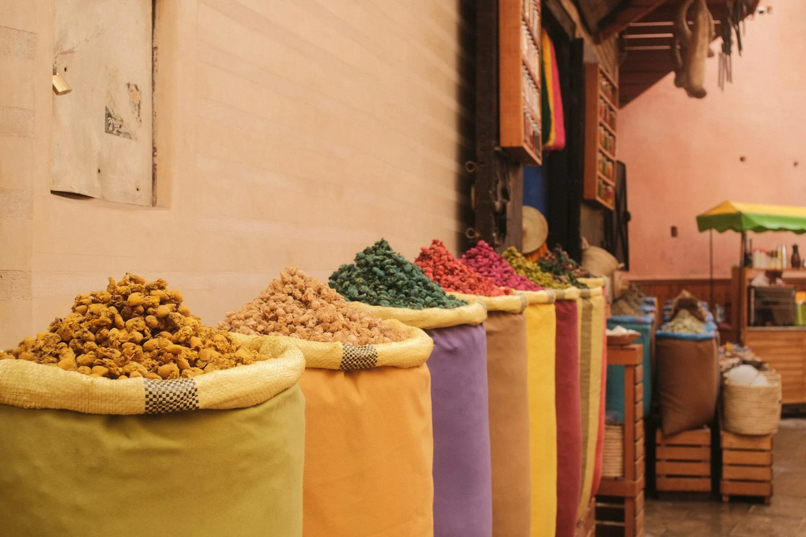 Spice stall in a Marrakech street Spice stall in a Marrakech street