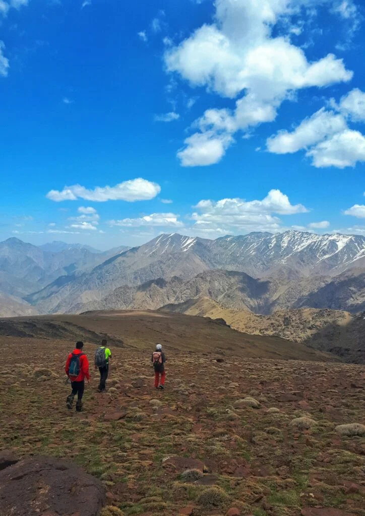 Hikers on a mountain path in the High Atlas