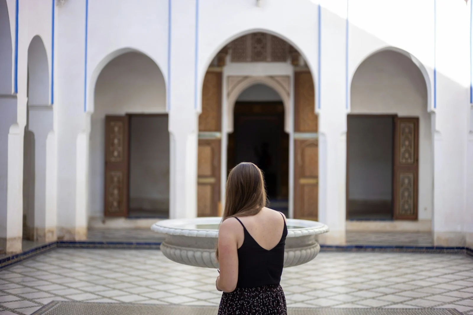 Woman visiting the Bahia Palace in Marrakech
